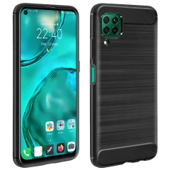 Huawei P40 Lite Carbon Design in silikonski ovitek z brušenim ucinkom - crn