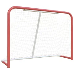 vidaXL Gol za hokej z mrežo rdeč in bel 153x60x118 cm jeklo in PE