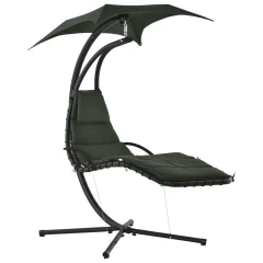 Outsunny Vrtni viseči fotelj z baldahinom z UV-zaščito, oblazinjen zunanji viseči gugalnik, temno siva 190x115x190cm
