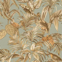 DUTCH WALLCOVERINGS Tapeta Bird-of-Paradise teal modra