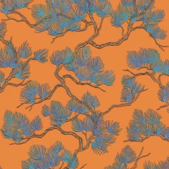 DUTCH WALLCOVERINGS Tapeta borovci modra in oranžna