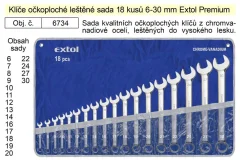 EXTOL PREMIUM Polirani komplet ključev 18 kosov 6-30 mm CrV