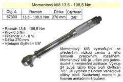 VOREL Upogibni moment ključ 13,6 - 108,5 Nm 3/8 ''''