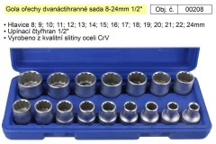 TRIUMF PROFESIONAL Set šesterokotnih oreščkov Gola 8-24mm 1/2&quot;