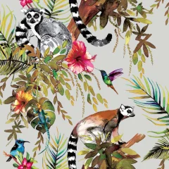 DUTCH WALLCOVERINGS Tapeta lemur srebrna