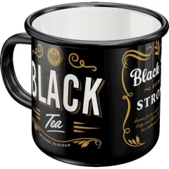 Emajlirana skodelica retro motiv Black Tea