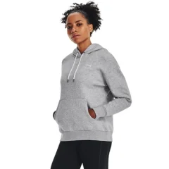 UA Essential Fleece Women's Hoodie, Mod Gray Light Heather/White - XS