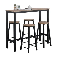 SoBuy komplet barske mize s 4 stoli v črni barvi v industrijskem slogu