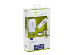 USB 220V/1A in avto-polnilec 12V/2,1A, 3V1 - mini, mikro, apple 30-pin