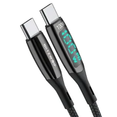 BlitzWolf kabel USB-C do USB-C BW-TC23, z zaslonom, 100 W, 0,9 m (črn)