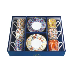 Set skodelica za črno kavo s podstavkom Paisley Abundance 100ml / 6 kos / porcelan