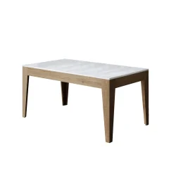 ITAMOBY Cico Mix (90x160/220 cm) - bela, barva nog: hrast - raztegljiva jedilna miza