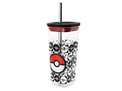 Plastični kozarec Pokemon Tall Cube s slamico iz nerjavečega jekla - 540 ml