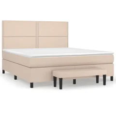 vidaXL Box spring postelja z vzmetnico kapučino 180x200cm umetno usnje