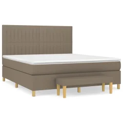 vidaXL Box spring postelja z vzmetnico taupe 160x200 cm blago