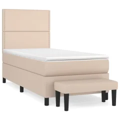 vidaXL Box spring postelja z vzmetnico kapučino 90x190 cm umetno usnje