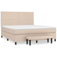 vidaXL Box spring postelja z vzmetnico kapučino 180x200cm umetno usnje