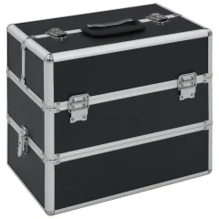 vidaXL Kovček za ličila 37x24x35 cm črn aluminij