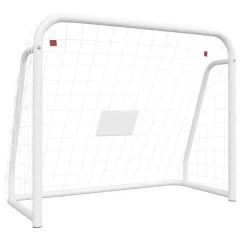 vidaXL Nogometni gol z mrežo bel 125x96x60 cm jeklo in poliester