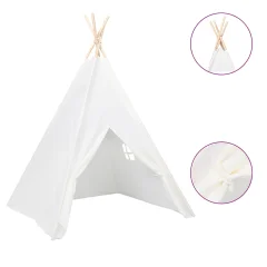 vidaXL Otroški tipi šotor z vrečo peach skin bel 120x120x150 cm