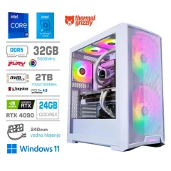 Računalnik MEGA TWR S10 i9-14900K/RTX4090/32GB-DDR5/2TB-4.0/1000W/Win11Home/bela RGB