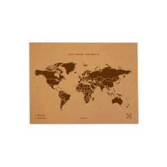 Zemljevid sveta iz plute - Woody Map Natural World / 60 x 45 cm / rjava / brez okvirja