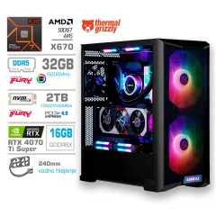 Računalnik MEGA TWR S10 R7-7800X3D/RTX4070Ti Super/32GB-DDR5/2TB-4.0/1000W/Brez OS/črna RGB