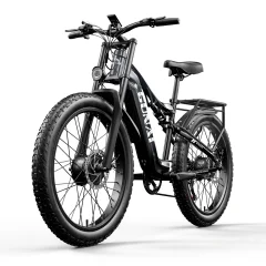 26" električno kolo za odrasle - dvojni motor 2000 W 17,5 AH baterija Samsung GUNAI GN68 s polnim vzmetenjem Fatbike črna