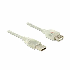 Delock podaljšek USB A-A 3m dvojno oklopljen transparent 83884