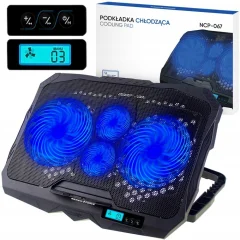 LED hladilna podloga za prenosni računalnik z LCD 4x ventilator 2x USB