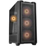 COUGAR | MX600 Black | PC Case | Mid Tower / Mesh Front Panel / 3 x 140mm + 1 x 120mm Fans / Transparent Left Panel