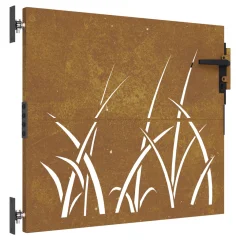 vidaXL Vrtna vrata 85x75 cm corten jeklo dizajn trave