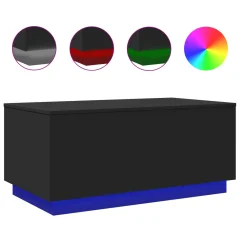 vidaXL Klubska mizica z LED lučkami črna 90x50x40 cm