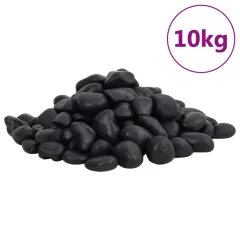 vidaXL Polirani kamenčki 10 kg črni 2-5 cm