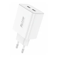 Foneng EU50, PD 35W 2x USB-C omrežni polnilec (bela)