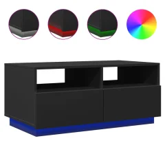 vidaXL Klubska mizica z LED lučkami črna 90x49x40 cm