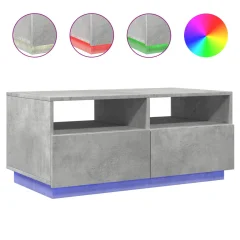 vidaXL Klubska mizica z LED lučkami betonsko siva 90x49x40 cm