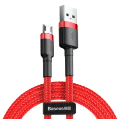 Vzdržljiv gibljiv kabel USB microUSB kabel 1.5A 2M rdeč