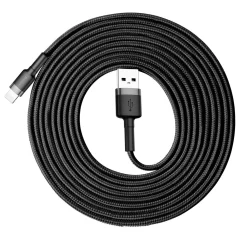 Vzdržljiv najlonski kabel USB kabel Iphone Lightning QC3.0 2A 3M črno-siv