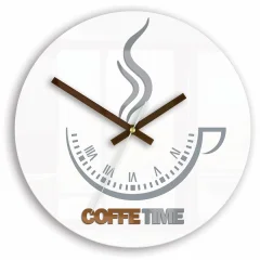 MODERN CLOCK Coffee Time II bela stenska ura