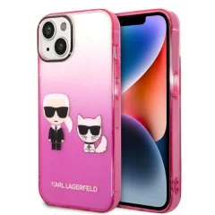 Originalen KARL LAGERFELD ovitek iPhone 14 6.1 - Full Bodies - Gradient roza zaščita - KLHCP14STGKCP