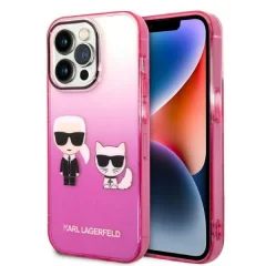 Originalen KARL LAGERFELD ovitek iPhone 14 Pro - Full Bodies - Gradient roza zaščita - KLHCP14LTGKCP