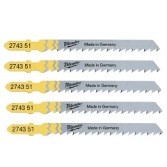 Milwaukee Blade za 75 mm kompleta v Jigsaw T101D - 5 psov. Za les, krožnik, PVC, čist rez