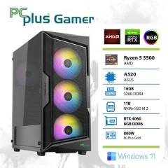 PCplus Gamer Ryzen 5 5500 16GB 1TB RTX4060 W11H namizni računalnik