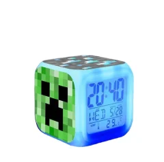 GENERIC Ura z nočno lučko, budilka Minecraft, ki spreminja barvo