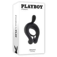 Obroček za penis Playboy Triple Play, črn