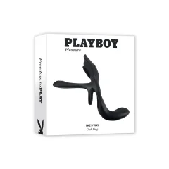 Obroček za penis Playboy The 3 Way, črn