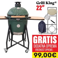 Grill King 22" keramični kamado žar s smokerjem in opremo, 56 cm