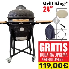 Grill King 24" keramični kamado žar s smokerjem in opremo, 61 cm