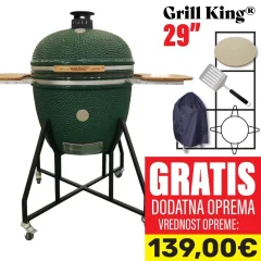 Grill King 29" keramični kamado žar s smokerjem in opremo, 74 cm